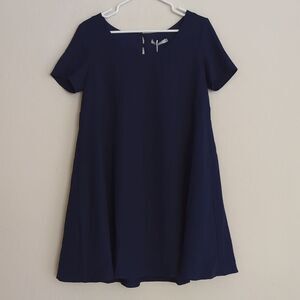 NWT FRNCH Navy Blue Flowy Short Sleeve Dress - Size S/M